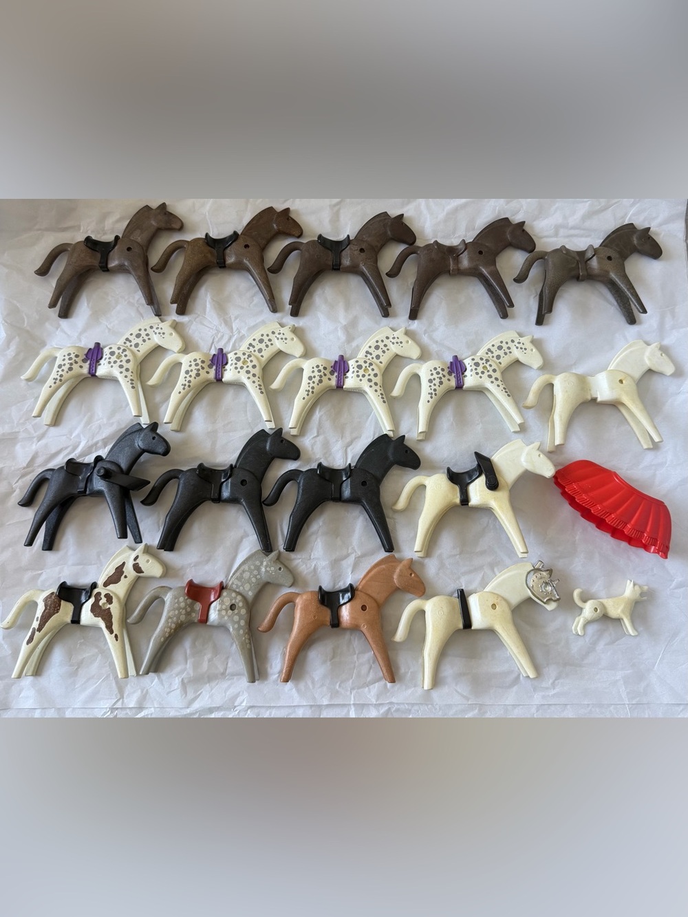 Vintage 1974 Geobra Playmobil Horses Horse Cattle Pony Brown Lot of 17